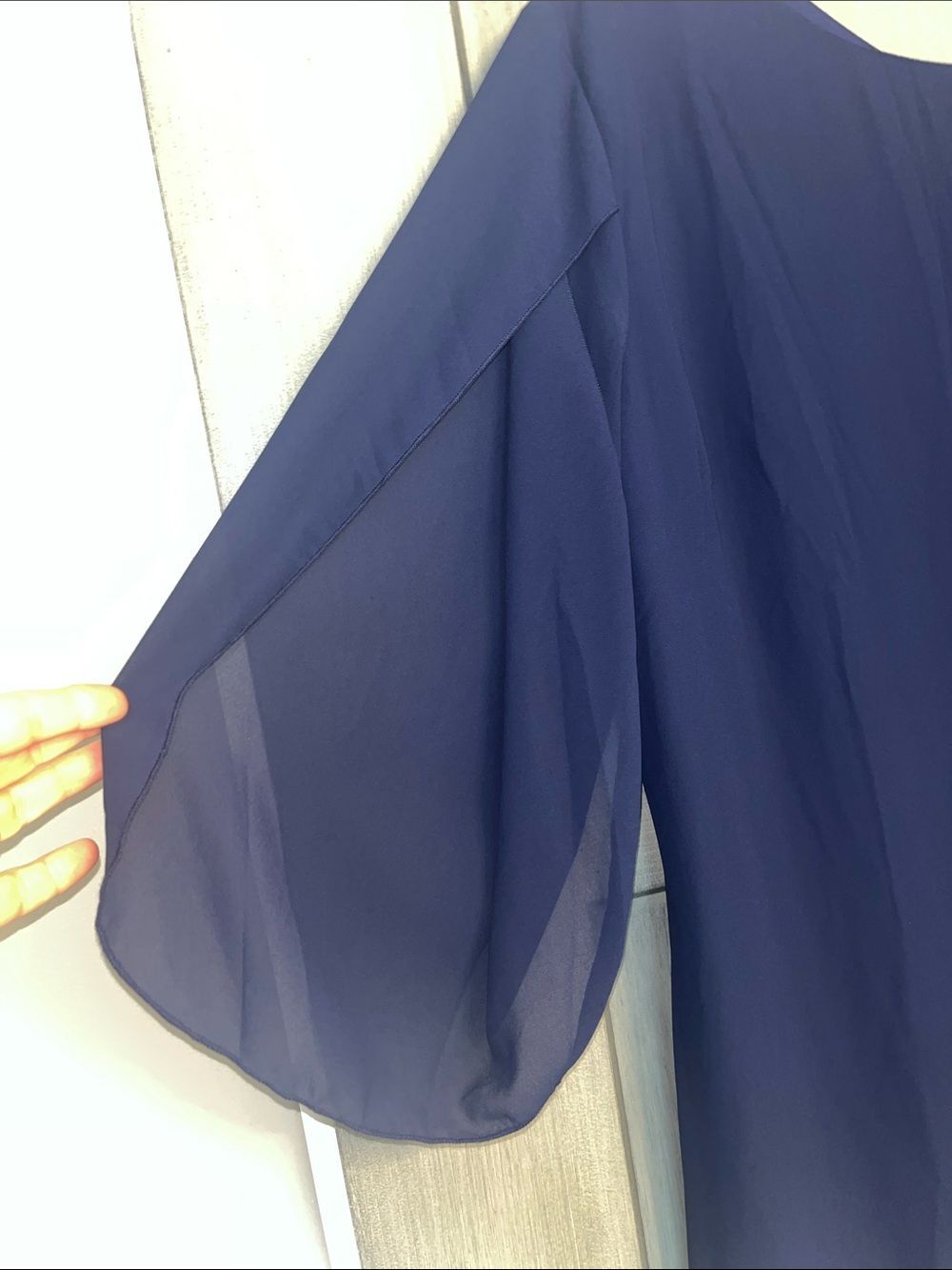 Grace Karin Sz 2XL Navy Blue Mini Shift Dress Flowy Sleeves, evening, plus - Picture 4 of 7